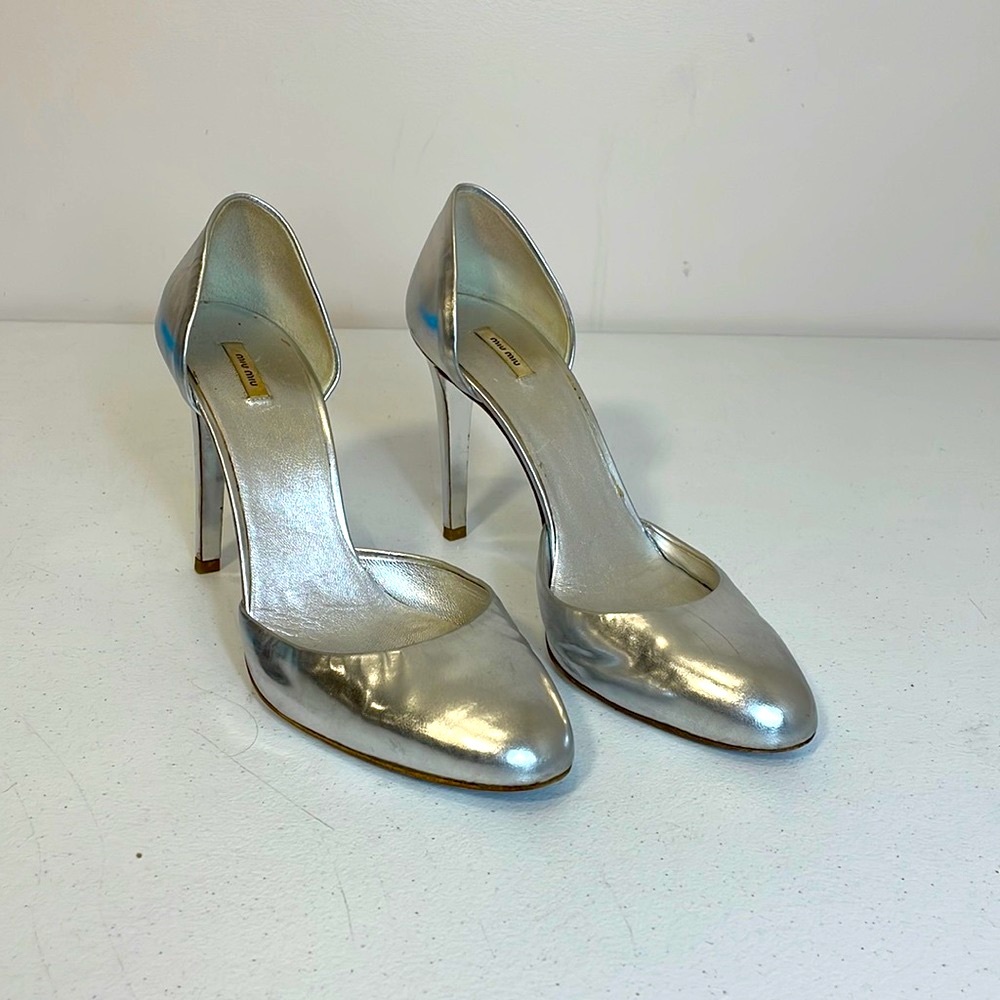 Miu Miu Silver Stiletto Pumps
